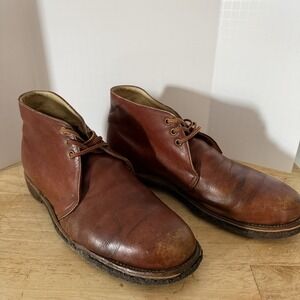 Frye Men's Chukka Boots Brown Leather Size 11.5 D Vintage Made In USA Read FLAW